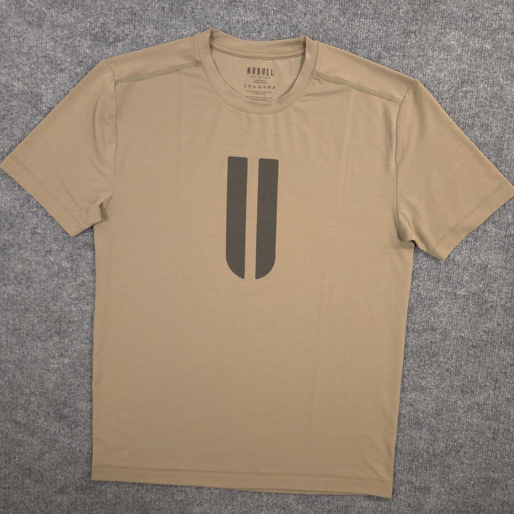 NOBULL U Tee T Shirt Mens M Brown Performance Lightweight Short Sleeve Gym Run